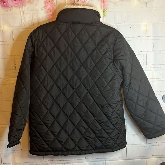 NWT BERKLEY JENSEN SHERPA COLLAR TWO POCKET BUTTON UP COAT SIZE XL BLACK - Picture 10 of 12